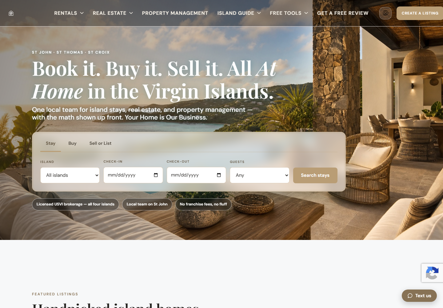 At Home VI vacation rental website designed and developed by Irtaza Dev