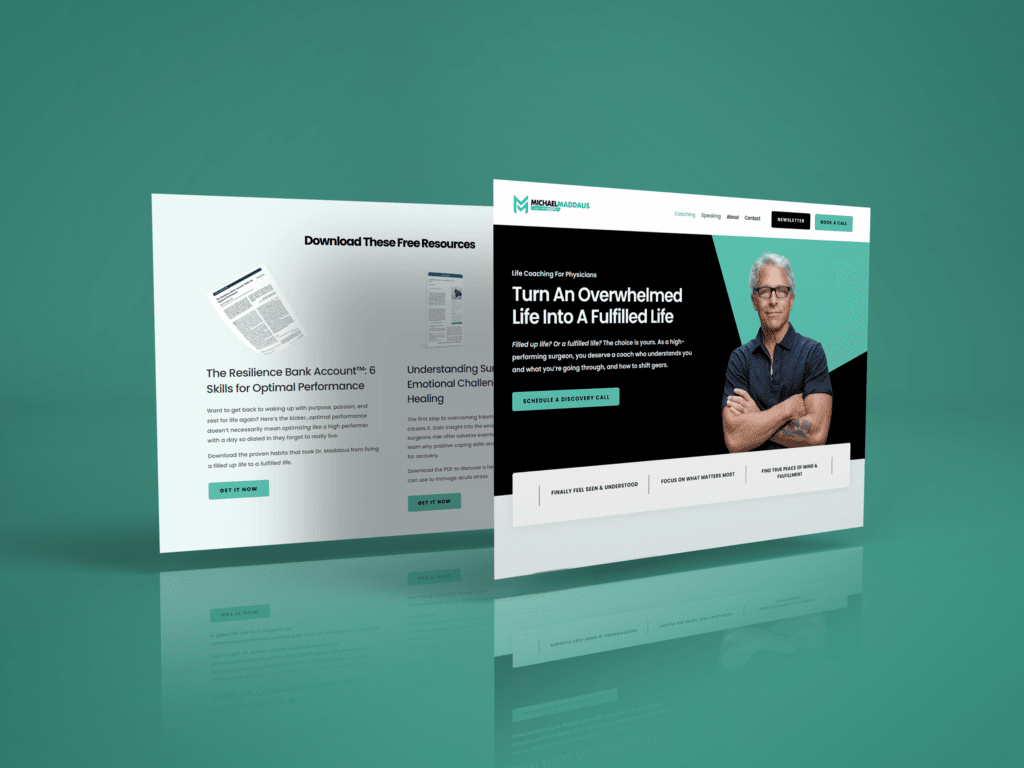 Michael Maddaus – Life Coaching for Physicians and Surgeons 2 Web Page PSD Mockup